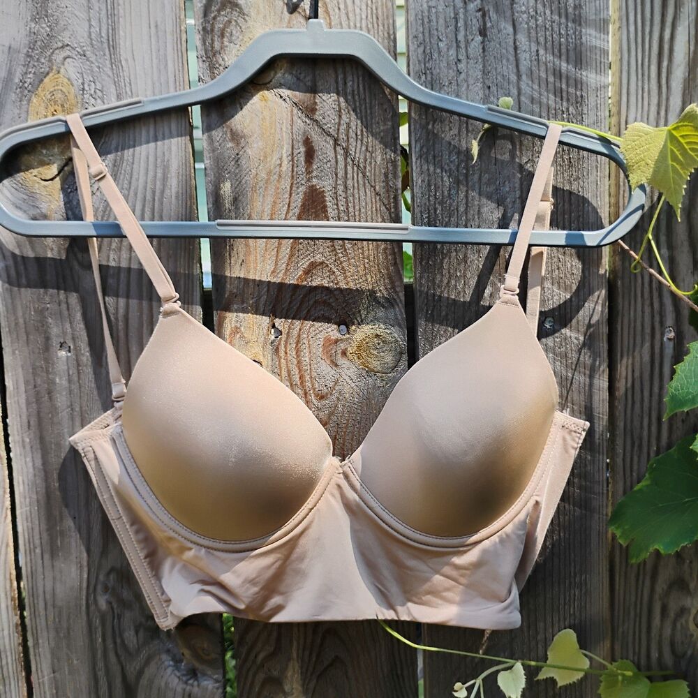 Nude Longline Backless Bustier Bra Underwire Contour Bralette Womens Size Large
